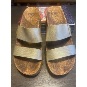 Reef Cushion Vista Higher 2.5" Heel Womens Size 9 Slide Sandals Champagne Gold